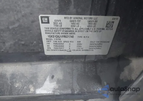 2015 GMC Yukon Denali z USA, uszkodzony, nr VIN 1GKS1CKJ1FR621740